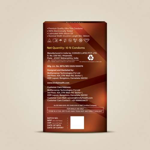 Kindly Health: Tease Ultra Thin Chocolate flavour Condoms for Men, Pack of 10 