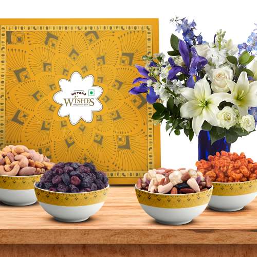 Nutraj: Wishes Yellow Bloom   600gm Diwali Gift Box