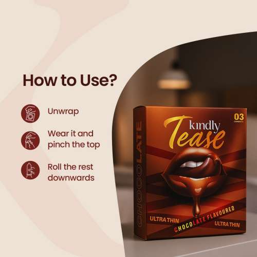 Kindly Health: Tease Ultra Thin Chocolate flavour Condoms for Men, Pack of 3 