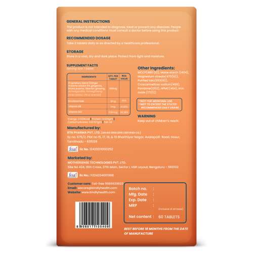 Kindly Health: Reload Sparq 60 Tablets For Vitality Support, Stamina Boost, Supports Metabolism & Relaxation 