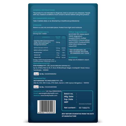 Kindly Health: Reload Erexon | Pack of 1 (60 Tablets) | With Horny Goat Weed, Muira Puama & Vitamin B12 