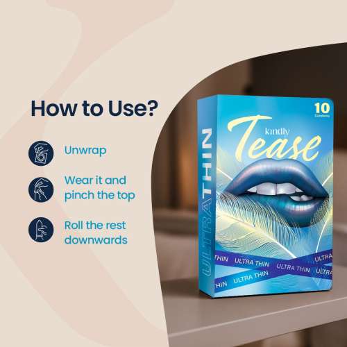 Kindly Health: Tease Ultra Thin Condoms for Men, Pack of 10 