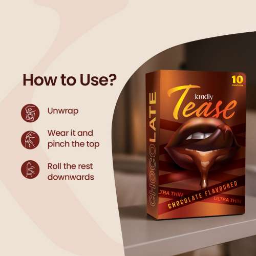 Kindly Health: Tease Ultra Thin Chocolate flavour Condoms for Men, Pack of 10 