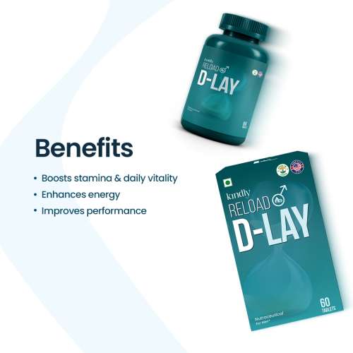 Kindly Health: Reload D-Lay  Vitality & Prolong Release Tablets | 60 Count | Supplements for Men 