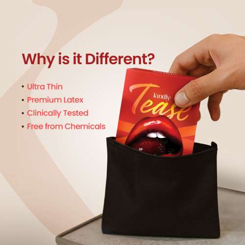 Kindly Health: Tease Ultra Thin Strawberry flavour Condoms for Men, Pack of 10