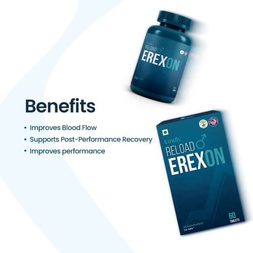 Kindly Health: Reload Erexon | Pack of 1 (60 Tablets) | With Horny Goat Weed, Muira Puama & Vitamin B12 