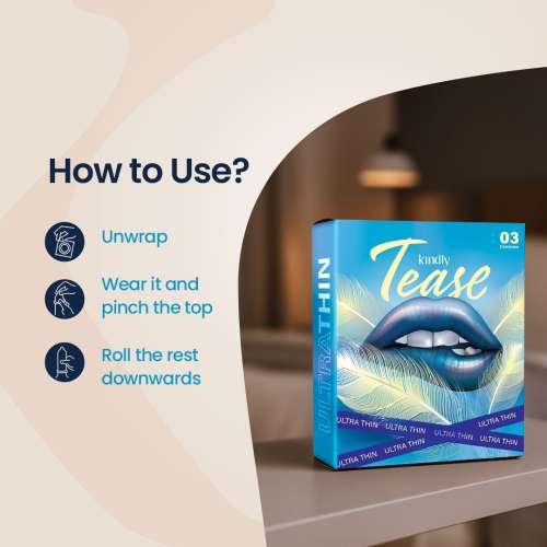 Kindly Health: Tease Ultra Thin Condoms for Men, Pack of 3 