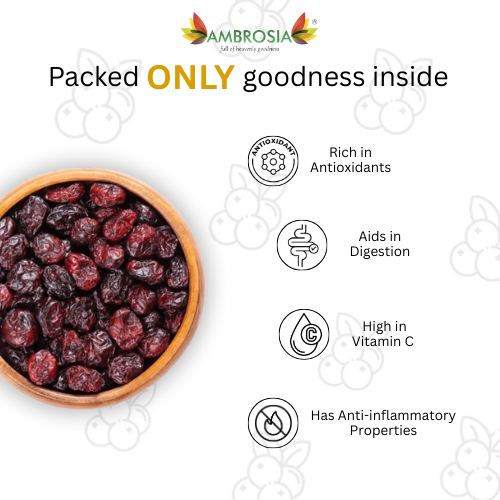Ambrosia: Dried Cranberry- 250gm Ambrosia: Dried Cranberry- 250gm