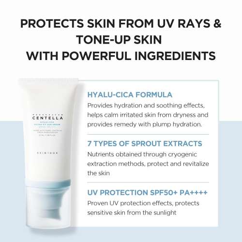 SKIN1004: Madagascar Centella Hyalu-Cica Water-Fit Sun Serum  | Calming Care | Sensitive Skin | Glow Boost | UV Protection | Daily Sunscreen | 50ml