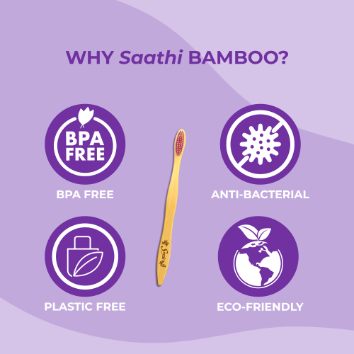 Saathi: Eco-Friendly Bamboo Toothbrush   Purple