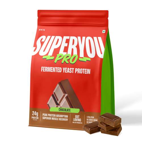 SuperYou: Pro Fermented Yeast Protein | 24g Protein| Chocolate | Peak Absorption | Superior Muscle Recovery | Gut Friendly + 1Bn CFU Probiotics | PDCAAS of 1 - 1kg SuperYou: Pro Fermented Yeast Protein | 24g Protein| Chocolate | Peak Absorption | Superior Muscle Recovery | Gut Friendly + 1Bn CFU Probiotics | PDCAAS of 1 - 1kg