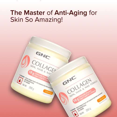 GNC: Marine Collagen with Hyaluronic Acid, Biotin & Antioxidants for Women & Men |  Orange  200gm GNC: Marine Collagen with Hyaluronic Acid, Biotin & Antioxidants for Women & Men |  Orange  200gm