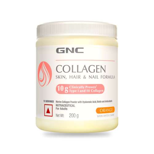 GNC: Marine Collagen with Hyaluronic Acid, Biotin & Antioxidants for Women & Men |  Orange  200gm GNC: Marine Collagen with Hyaluronic Acid, Biotin & Antioxidants for Women & Men |  Orange  200gm