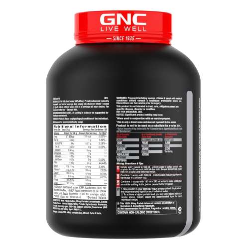 GNC: AMP Gold Series 100% Whey Protein Advanced  | 24gm Protein | 5.5gm BCAA | 4gm Glutamine | Double Rich Chocolate | 4 lbs