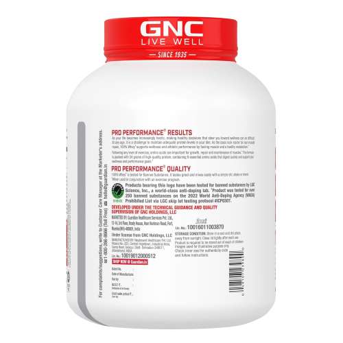 GNC: Pro Performance 100% Whey Protein Powder | Boosts Strength & Endurance| 24gm Protein | 5.5gm BCAA | Kesar Pista | 4 lbs