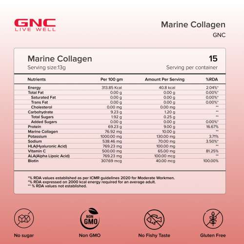 GNC: Marine Collagen with Hyaluronic Acid, Biotin & Antioxidants for Women & Men |  Orange  200gm GNC: Marine Collagen with Hyaluronic Acid, Biotin & Antioxidants for Women & Men |  Orange  200gm