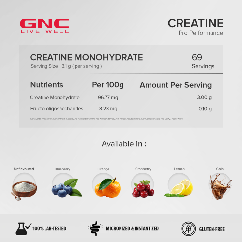GNC: Pro Performance Creatine Monohydrate | 250gm | Blueberry