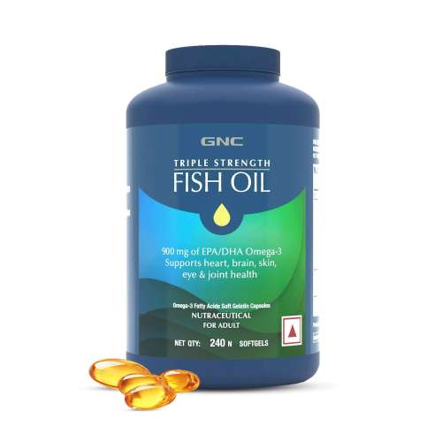 GNC: Triple Strength Fish Oil Omega 3 Capsules for Men & Women | 900mg EPA & DHA  GNC: Triple Strength Fish Oil Omega 3 Capsules for Men & Women | 900mg EPA & DHA