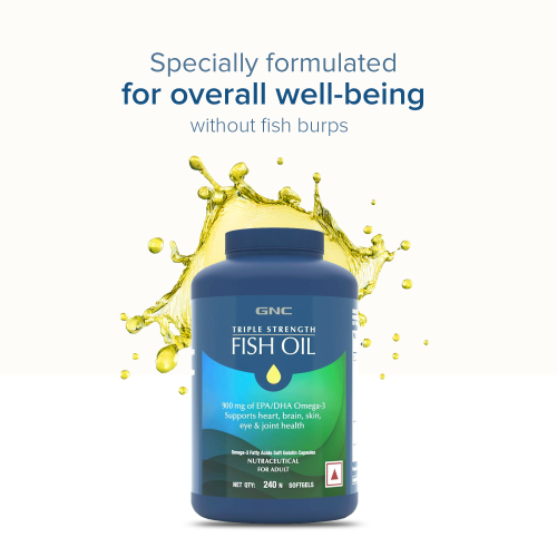 GNC: Triple Strength Fish Oil Omega 3 Capsules for Men & Women | 900mg EPA & DHA  GNC: Triple Strength Fish Oil Omega 3 Capsules for Men & Women | 900mg EPA & DHA