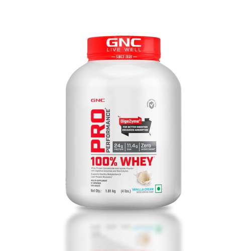 GNC: Pro Performance 100% Whey Protein Powder  | 24g Protein | 5.5g BCAA | Vanilla Cream | 4 lbs
