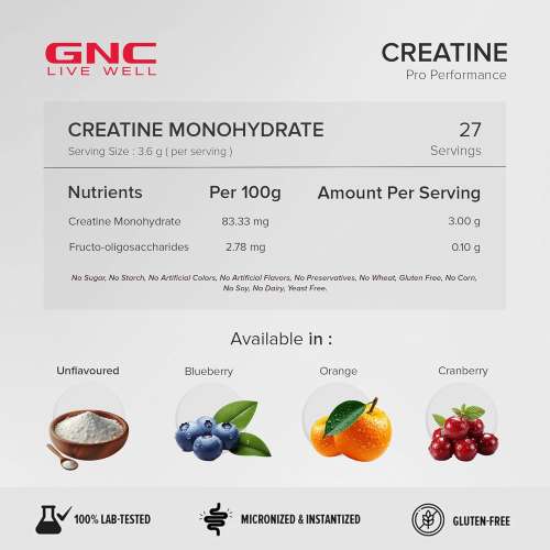 GNC: Pro Performance Pure Micronized Creatine Monohydrate | 100gm | Orange