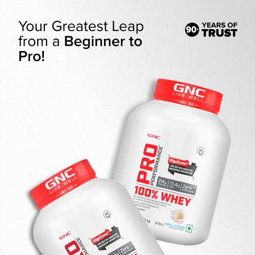 GNC: Pro Performance 100% Whey Protein Powder  | 24g Protein | 5.5g BCAA | Vanilla Cream | 4 lbs
