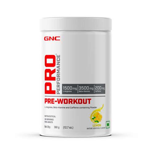 GNC: Pro Performance Pre-Workout | Boosts Energy & Endurance |   1.5gm L-Arginine | 3.5gm Beta-Alanine | 0.2gm Caffeine |Lemon | 360gm