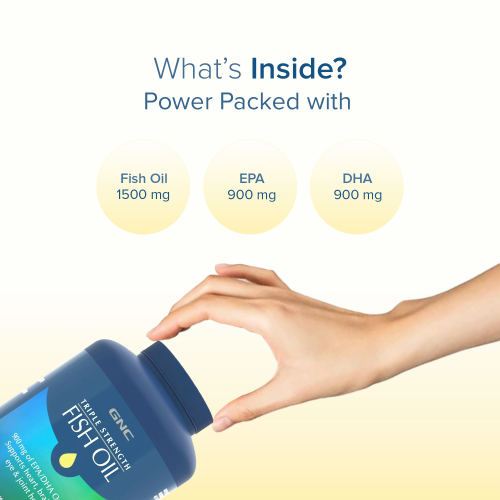 GNC: Triple Strength Fish Oil Omega 3 Capsules for Men & Women | 900mg EPA & DHA  GNC: Triple Strength Fish Oil Omega 3 Capsules for Men & Women | 900mg EPA & DHA