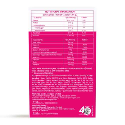 Dr. Morepen: Biotin for Hair Growth, Glowing Skin & Healthy Nails - 60 Veg Tablets Pack of 2