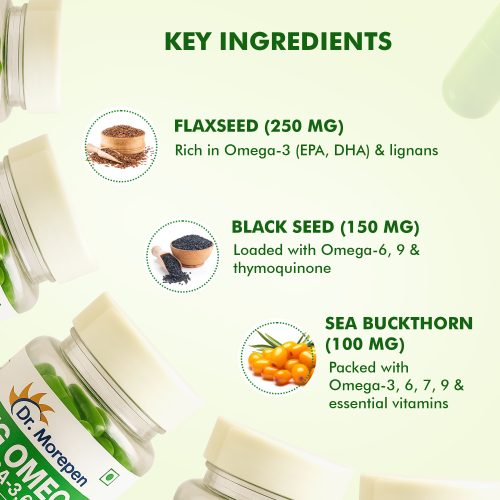 Dr. Morepen: Veg Omega 3 6 7 9 Capsules 500mg for Healthy Heart, Brain & Joints - 60 Veg Capsules Pack of 2