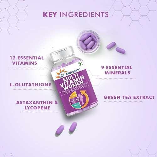 Dr. Morepen: Multivitamins for Women with Calcium & Herbal Extracts for Energy & Immunity Boost - 60 Veg Tablets Pack of 2