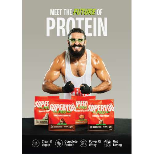 SuperYou: Pro Fermented Yeast Protein(Pack of 8) | 24g Protein| Coffee | Peak Absorption | Superior Muscle Recovery | Gut Friendly + 1Bn CFU Probiotics | PDCAAS of 1 - 288g SuperYou: Pro Fermented Yeast Protein(Pack of 8) | 24g Protein| Coffee | Peak Absorption | Superior Muscle Recovery | Gut Friendly + 1Bn CFU Probiotics | PDCAAS of 1 - 288g