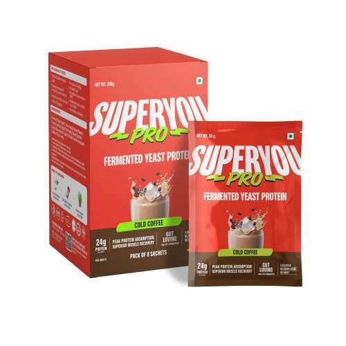 SuperYou: Pro Fermented Yeast Protein(Pack of 8) | 24g Protein| Coffee | Peak Absorption | Superior Muscle Recovery | Gut Friendly + 1Bn CFU Probiotics | PDCAAS of 1 - 288g SuperYou: Pro Fermented Yeast Protein(Pack of 8) | 24g Protein| Coffee | Peak Absorption | Superior Muscle Recovery | Gut Friendly + 1Bn CFU Probiotics | PDCAAS of 1 - 288g