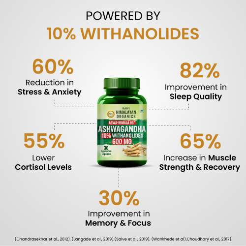 Vlado's Himalayan Organics: Vlado's Himalayan Organics Pure Ashwagandha -10% Withanolides with Ultra High Potency - 600MG - Highly Concentrated & Third-Party Lab Tested - Ayurvedic Supplement - Focus, Mood Support, Increase Energy, Strength - Enhanced Mood & Performance - 30 Capsule