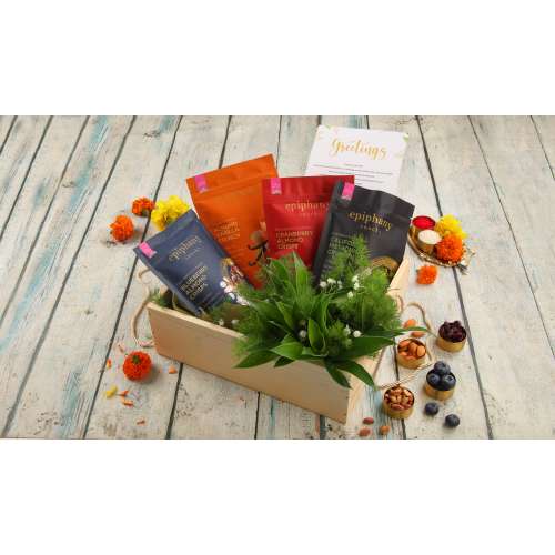 Epiphany: Exclusive Festive Hamper  wooden Hamper   600gm Epiphany: Exclusive Festive Hamper  wooden Hamper   600gm