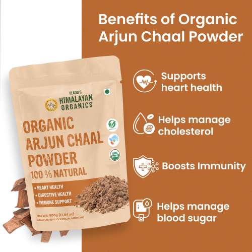 Vlado's Himalayan Organics: Vlado's Himalayan Organics Arjun Chaal Powder-500G | 100% Natural & Pure Herbal Arjun Ki Chaal Powder For Men & Women I USDA Organic | To Support Heart Health & Promote Good Cholesterol 500gm