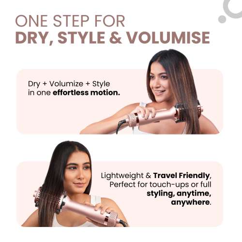 Protouch: PROTOUCH Born To Shine 2-in-1 Styling Blow Brush | Hair Dryer & Volumizer Brush | Straightens, Smooths & Adds Shine | Ceramic Barrel | 1200W | For All Hair Types | No Heat Damage