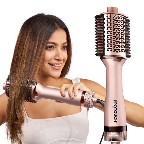 Protouch: PROTOUCH Born To Shine 2-in-1 Styling Blow Brush | Hair Dryer & Volumizer Brush | Straightens, Smooths & Adds Shine | Ceramic Barrel | 1200W | For All Hair Types | No Heat Damage