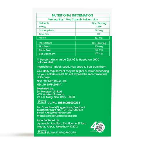 Dr. Morepen: Omega 3 6 7 9 Vegetarian Capsules 500mg - 60 Tablets