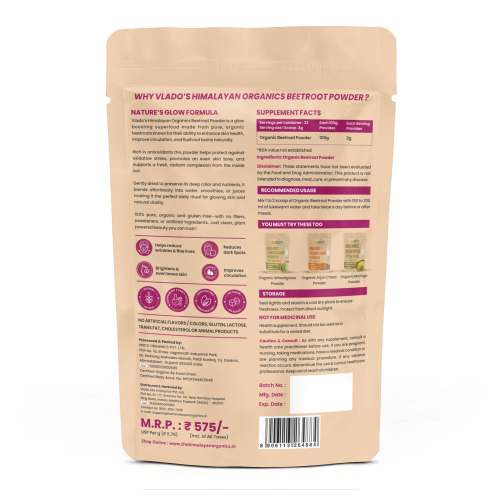 Vlado's Himalayan Organics: Vlado's Himalayan Organics Beetroot Powder For Face, Skin & Hair I Drinking | Eating | 100% Pure & High Natural Antioxidants | Boost Energy | Face Pack for Glowing & Shining Skin , Anti-Aging & Glowing Complexion 100gm