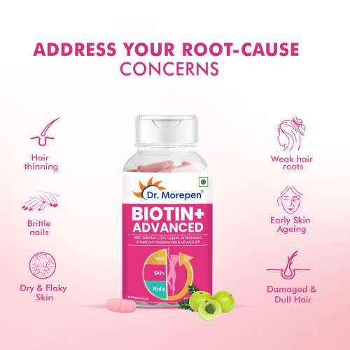 Dr. Morepen: Biotin+ Advanced| For Hair Growth, Skin & Nails | 60 Tablets