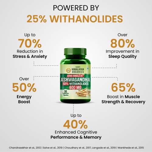 Vlado's Himalayan Organics: Vlado's Himalayan Organics Ashwagandha -25 % Withanolides with Maximum High Potency - 600MG - Highly Concentrated & Third-Party Lab Tested - Ayurvedic Supplement  I 1st in India - 30 Capsules