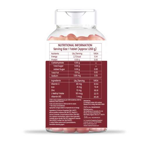 Dr. Morepen: Iron & Zinc Tablets - Immunity & Hemoglobin Booster - 60 Tablets