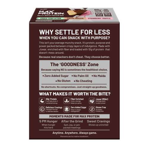 RiteBite Max Protein: RiteBite Max Protein Assorted Millet Wafer Bars (Pack of 6), 10g Protein, No Maida, No Palm Oil, Zero Added Sugar, Super Healthy Wafer Snack for You, 240gm