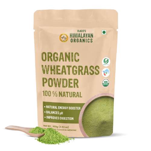 Vlado's Himalayan Organics: Vlado's Himalayan Organics 100% Natural Organic Wheatgrass Powder | USDA Certified| Organic Wheatgrass Juice | Ayurvedic Support For Natural Detox | Immunity Booster | Herbal Supplement - 100gm
