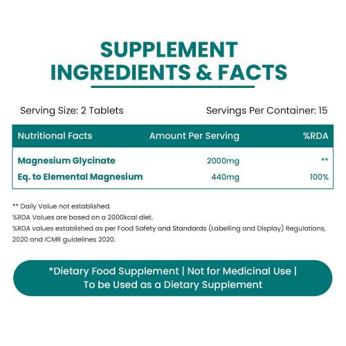 Vlado's Himalayan Organics: Vlado's Himalayan Organics Magnesium Glycinate High Absorption Magnesium Supplement 2000 MG - For Sleep, Cramps, Supports | Clinically Approven | Muscle Recovery & Better Sleep & Nerves Health - 30 Tablets - (100% RDA )