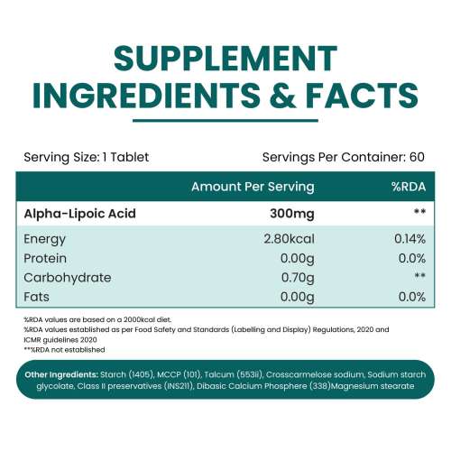 Vlado's Himalayan Organics: Alpha Lipoic Acid 300mg | Boost Liver Function, Healthy Blood Sugar, Antioxidant | 60 Veg Tablets
