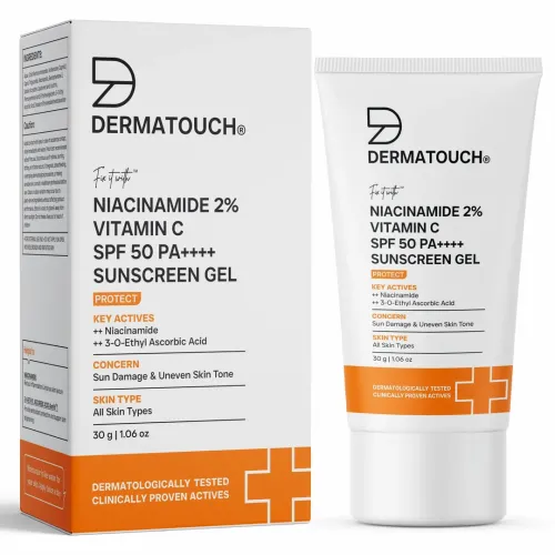 Dermatouch: Dermatouch Niacinamide 2% Vitamin C Sunscreen For Glowing Skin | Spf 50+ Pa ++++ | Quick Absorbing | Zero White Cast | 30gm
