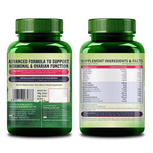 Vlado's Himalayan Organics: PCOS Multivitamin Supplement 2000mg Myo-Inositol, Caronositol, Folate, Chromium, Calcium & Vitamin D | 60 Veg Tablets