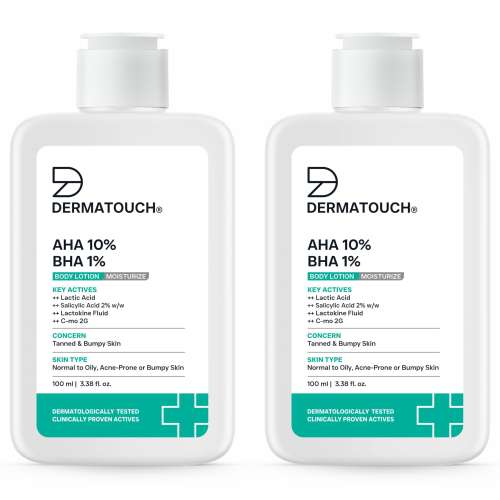 Dermatouch: DERMATOUCH AHA 10% BHA 1% Body Lotion for Men & Women - Body lotion for dry skin  De-tans, Moisturizing & Bumpy Skin / Suitable for All Skin Types 100ml  Pack of 2